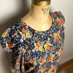 LOFT women’s puff sleeve floral long sleeve top medium